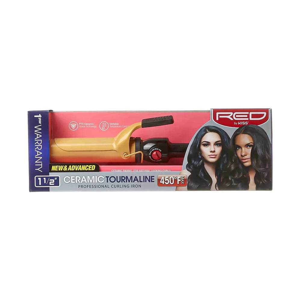 KISS - RED 1' CERAMIC TOURMALINE CURLING IRON
