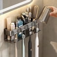 thumbnail image 4 of sunsanly Toothbrush Rack Wall-mounted Punch-free Easy Installation U-shaped Buckle Toothbrush Storage Space Aluminum Quick Dry Electric Toothbrush Holder Bathroom Supplies, 4 of 8
