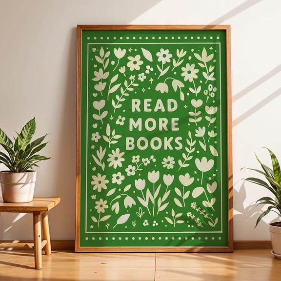 Read More Books Wall Art, Vintage Library Print, Book Lover, Reading Nook Art Print Decor, Retro Bookish Poster UNFRAMED PAPER POSTER, Home Decor, Vintage Gift, Living Room Dercor