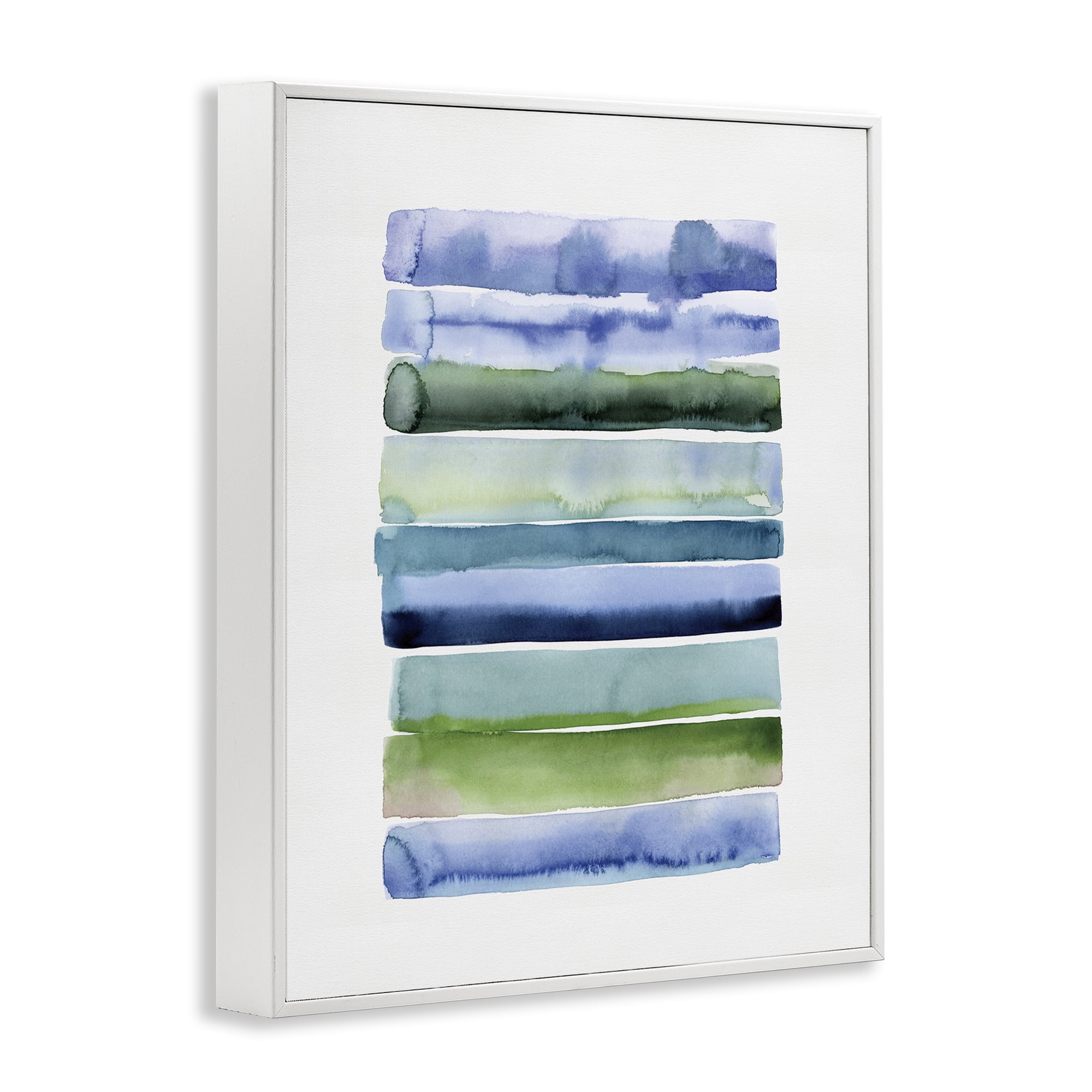 Stupell Industries Green & Blue Ombre Stripes Abstract Painting White Framed Art Print Wall Art, 16 x 20
