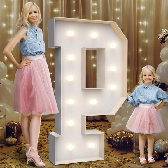 HIBIBUD 4Ft Marquee Light Up Letters P,Party Decoration Large Marquee Light Up Letters with Weighted Water Bag,Pre-Cut Foam Board Set Can Be Used for Birthdays,Weddings,Baby Anniversaries