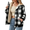 thumbnail image 5 of RQYYD Women's Flannel Casual Plaid Full Zip Up Sherpa Lined Hoodie Jacket Coat with Pockets, 5 of 5