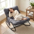 thumbnail image 2 of Pirecart Papasan Rocking Chair with Side Pocket, Comfy Lounge Chair with Cushion & Sturdy Metal Frame, Patio Rocker Chair for Balcony Backyard, Dark Gary, 2 of 12