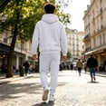 thumbnail image 5 of Delconic Unisex Winter Fleece Lined Hoodie and Jogger Set Loose Fit Pullover Hooded Sweatshirt Drawstring Sweatpants Set Light Gray 5XL, 5 of 5