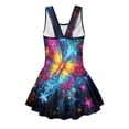 thumbnail image 5 of Uourmeti Girls' Luminous Neon Butterfly Galaxy Swim Dress - Sleeveless Skirted One-Piece Bathing Suit, Quick Dry Stretch Swimwear for Beach & Pool, 3-13 Years, 5 of 8