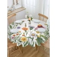 thumbnail image 5 of Spring Flowers Round Tablecloth 60 inches Pink Yellow Orange Flowers Farm Floral Idyllic Waterproof Oil-Proof Table Cloth Round Table Cover for Holiday Party Picnic Dinner Decor Indoor Outdoor Use, 5 of 9