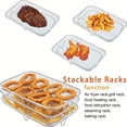 thumbnail image 2 of Stackable Air Fryer Racks Rectangular Stainless Steel Multi Layer Dehydrator Rack for Air Fryer Grilling Baking Steaming Compatible with Most 10 in and Larger Air Fryers Set of 3, 2 of 6
