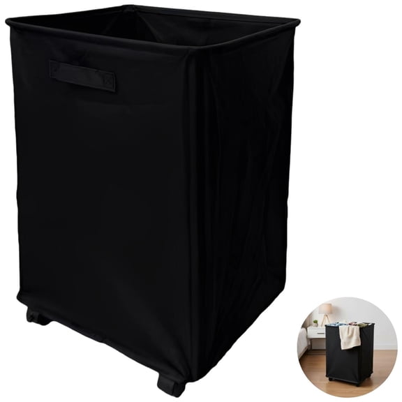 Large Rolling Laundry Hamper, Foldable Oxford Cloth Laundry Basket with Wheels, Long-lasting Laundry Hamper with Handles, Space-Saving Clothes Storage Bin, 15.7 x 13.4 x 22.4 in / 40 x 34 x 57 cm