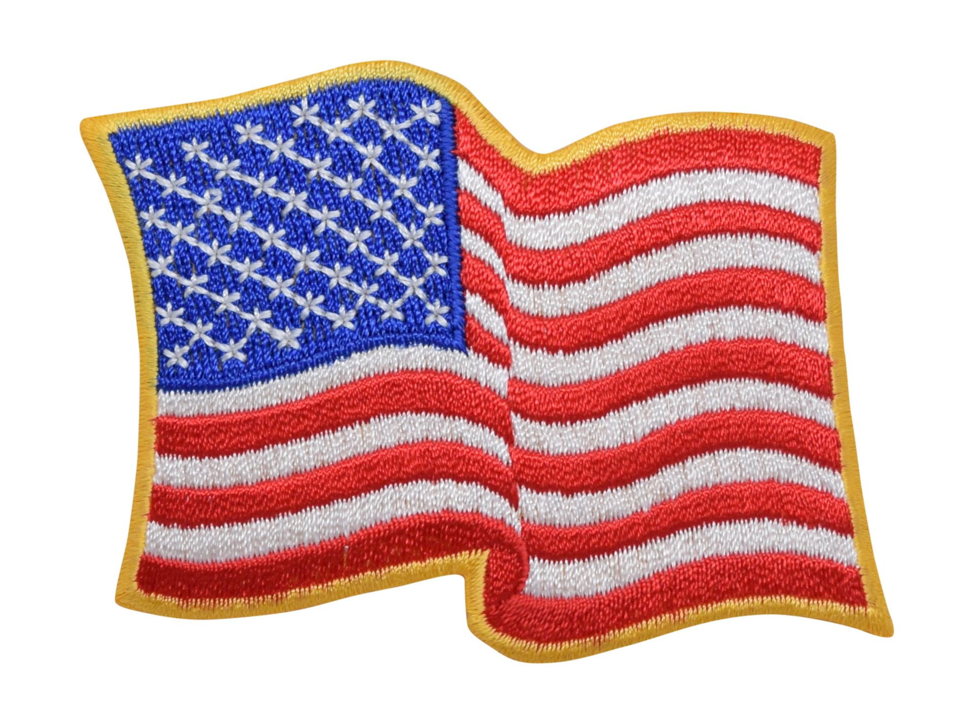 USA American Flag REVERSE Patch 2 x 3 Iron On or Sew On