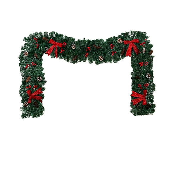 8.9ft Christmas Garland with Pinecones, Red Berries & LED Lights – Pre-Lit Artificial Greenery for Fireplace, Staircase, Window, Indoor Outdoor Holiday Decoration
