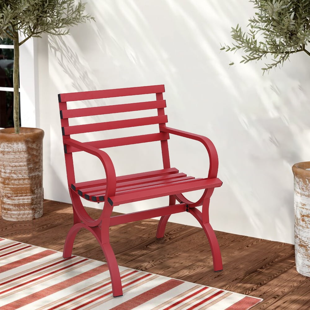 MF Studio Outdoor Durable Metal Bench Red