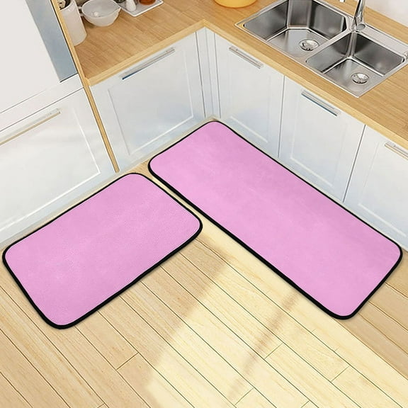 Ryvnso Light Pink Background Kitchen Rugs Set Non Slip Runner Mats for Dining Room