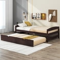 thumbnail image 2 of Tensun Twin Daybed with Trundle, Espresso Wood Frame, Twin Size Trundle with Wooden Slat Support, Platform Bed for Living or Guest Room, No Box Spring Required, 2 of 5