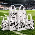 thumbnail image 3 of 12 Pack Soccer Gift Bags with Handles, 6 Designs Black White Goal Soccer Ball Non-woven Party Favor Goodie Bags for Kids Football Birthday, Sports Theme Party, Team Celebrations, 3 of 4