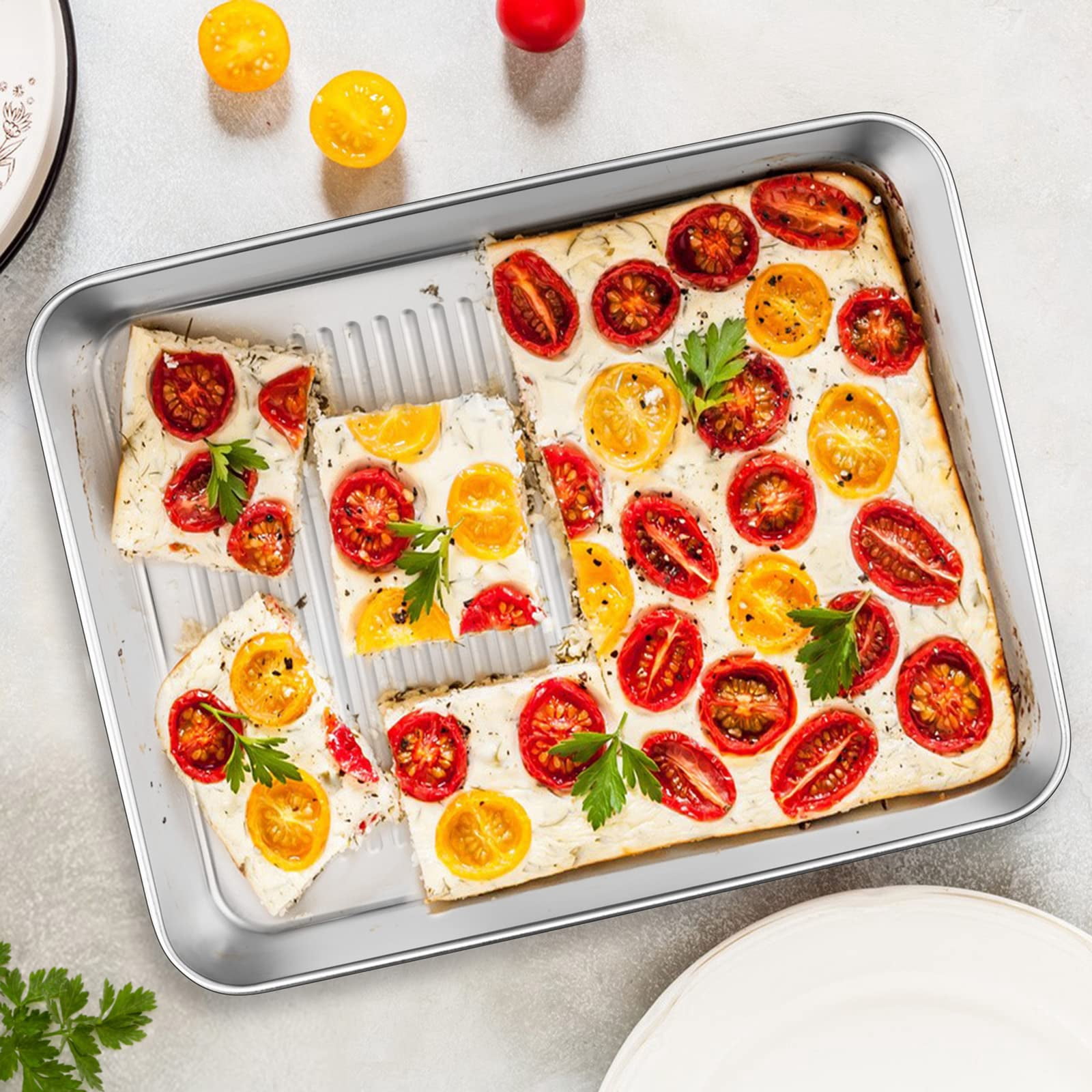 Baking Pans Set of 3 Stainless Steel Sheet Pans for Oven