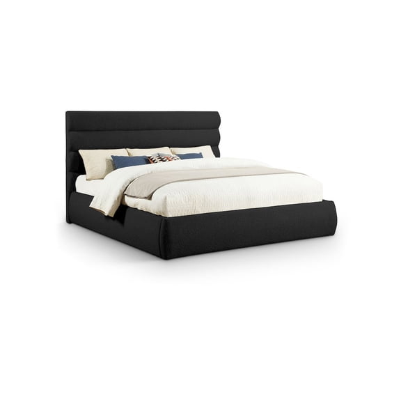 Meridian Furniture Adam Black Boucle Fabric King Bed