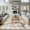thumbnail image 3 of Watercolor Easter Area Rugs 5'x8', Small Throw Rugs for Classroom Bedroom, Cute Rabbits Flowers Butterfly Orange Plaid Indoor Outdoor Rug Non-Slip Low Pile Carpet Runner Reversible Floor Mats, 3 of 8