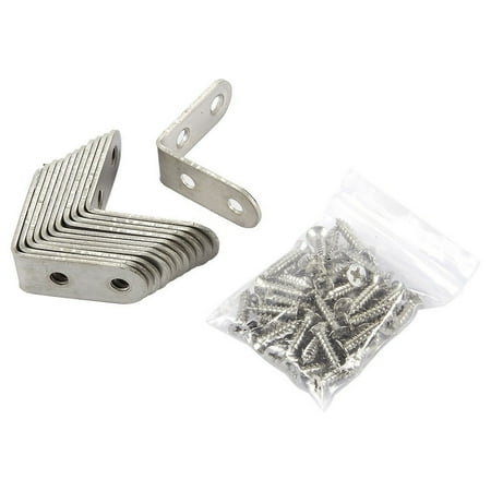 Metal Corner Braces For Wood L Right Angle Corner Brackets - 12 Pack of Stainless Steel Metal 90 Degree Corner Braces with Screws Hardware Supplies for Furniture, Support Joint Fastener, Shelf, Door Accessory, 40 mm ()