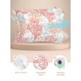 thumbnail image 2 of Red Orange Grey Coral Coastal Pillow Cases King Size Set of 2, Smooth Satin Pillowcase for Hair and Skin, Summer Beach Seaside Nautical Decorative Cooling Bed Pillow Covers with Zipper, 20x36 Inches, 2 of 5
