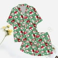 thumbnail image 7 of Womens Pajama Sets 2 Piece Christmas Short Sleeve Sleepwear Graphic Printed Cute Buttons Tops Shorts Silk Satin Pajama Set, 7 of 7