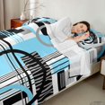 thumbnail image 4 of Castle Fairy Geometric Ring Block King Sheets 4pcs,Minimalist Linear Stripe Bedding,Black Skyblue Gray,1 Flat Sheet, 1 Fitted Sheet and 2 Pillowcases, 4 of 7
