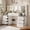55.1 Inch White, variant on UGTOO Walnut Vanity Desk with Large Horizontal Mirror & LED Lights – 5 Drawers, Charging Station, Vintage Style (48.8"L x 15.7"W x 54.3"H)