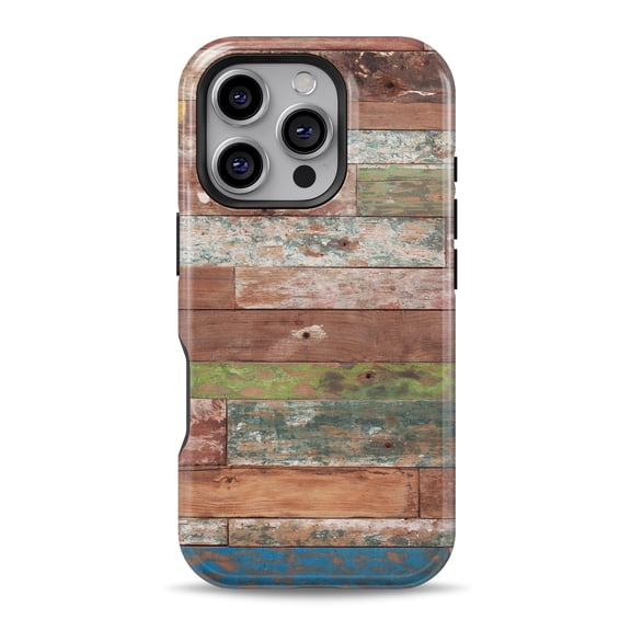DesignSkinz Scratch-Resistant Hard Slim Case Compatible with iPhone 16 (Compatible with MagSafe) - Vintage Wood Planks