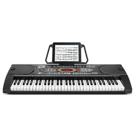 61-Key Electronic Keyboard Professionals Digital Kids Piano w/ Compact Size Action Keys, AUX/Microphone IN OUT, Rhythm Programming, Record Playback, Sustain, USB MP3 Player