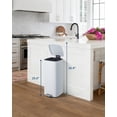 thumbnail image 4 of 8 Gallon Kitchen Trash Can, Stainless Steel Garbage Can with Lid and Inner Bucket, Step-On Square Trash Bin for Home Office Bedroom Bathroom Laundry Room - White, 4 of 8