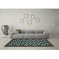thumbnail image 3 of Ahgly Company Indoor Round Checkered Light Blue Modern Area Rugs, 3' Round, 3 of 4