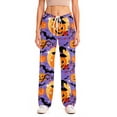 thumbnail image 3 of IYYVV Halloween Pajama Pants for Women Pumpkin Ghost Pattern Print Lounge Pant Elastic Waist Loose Pj Bottoms Saffron XL, 3 of 4