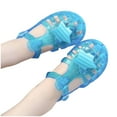 thumbnail image 4 of Xfvqtps Girls Jelly Sandals Cross Straps Closed Toe Hollow out Star Decoration Solid Color Adjustable Buckle Durable Non Slip Washable Lightweight Summer PVC Water Shoes for 2-10 Years Blue, 4 of 7