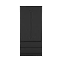 DEPOT E-SHOP Palmer 2 Drawers Armoire, Wardrobe Closet with Hanging Rod, Black