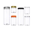 thumbnail image 5 of 5 tarros de plástico transparente de 100 ml a 420 ml con tapas de aluminio, cilindros rectos rellenables, contenedores para carga seca, frutos secos, dulces, mermeladas, 5 of 5