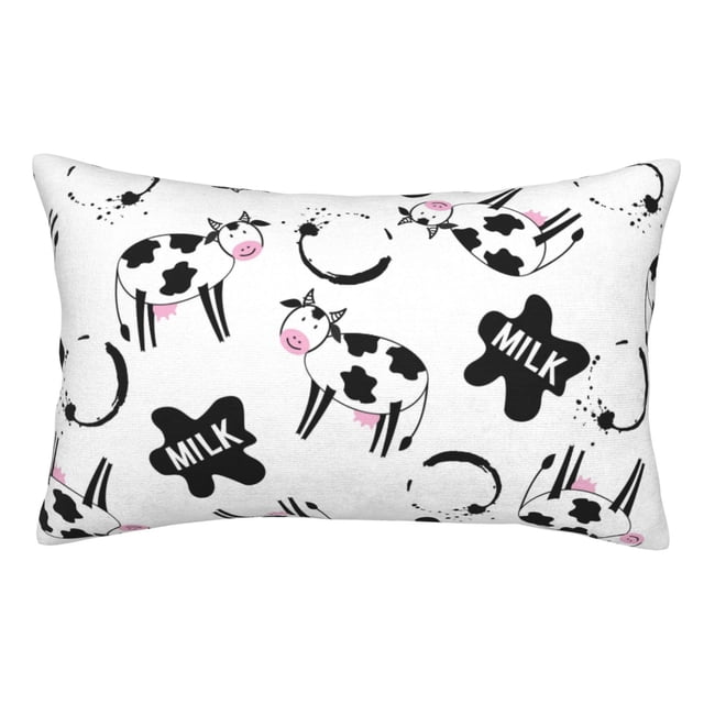 Balery Cute Cow and Milk Stains Funda de Cojín Estampada, Regalos para Mujeres, Regalos de Amor para Ella, Regalos para Novia o Esposa, Funda de Almohada-14"x20"