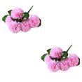 thumbnail image 1 of stanreset 5 Heads Artificial Flower Bouquet Wedding Party Decor Silk with Leaves light pink 2Set, 1 of 6