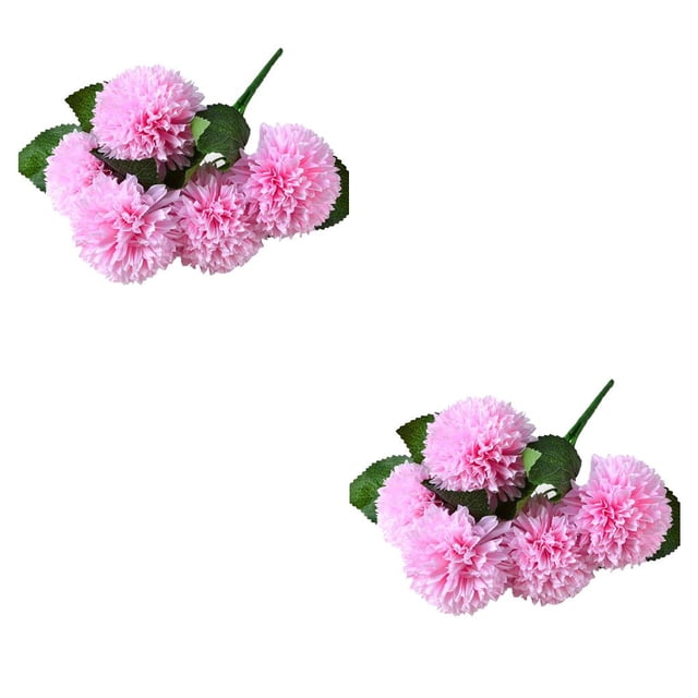 stanreset 5 Heads Artificial Flower Bouquet Wedding Party Decor Silk with Leaves light pink 2Set