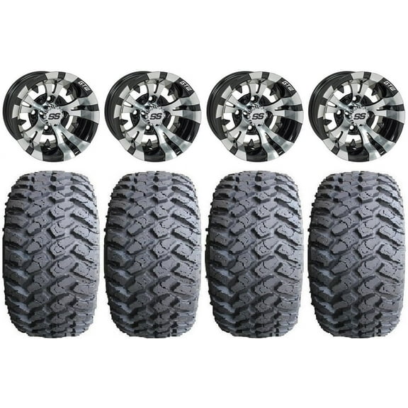 GTW Vampire 12" Golf Cart Wheels Black 23" Hammer Tires E-Z-GO & Club Car