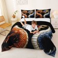 thumbnail image 3 of Homewish Traditional Eastern Dragon Full Size Comforter Sets,Wild Animal Bedding Comforter Set,Orange Blue,Black Reversible,3 Pieces,1 Comforter and 2 Pillowcases, 3 of 7