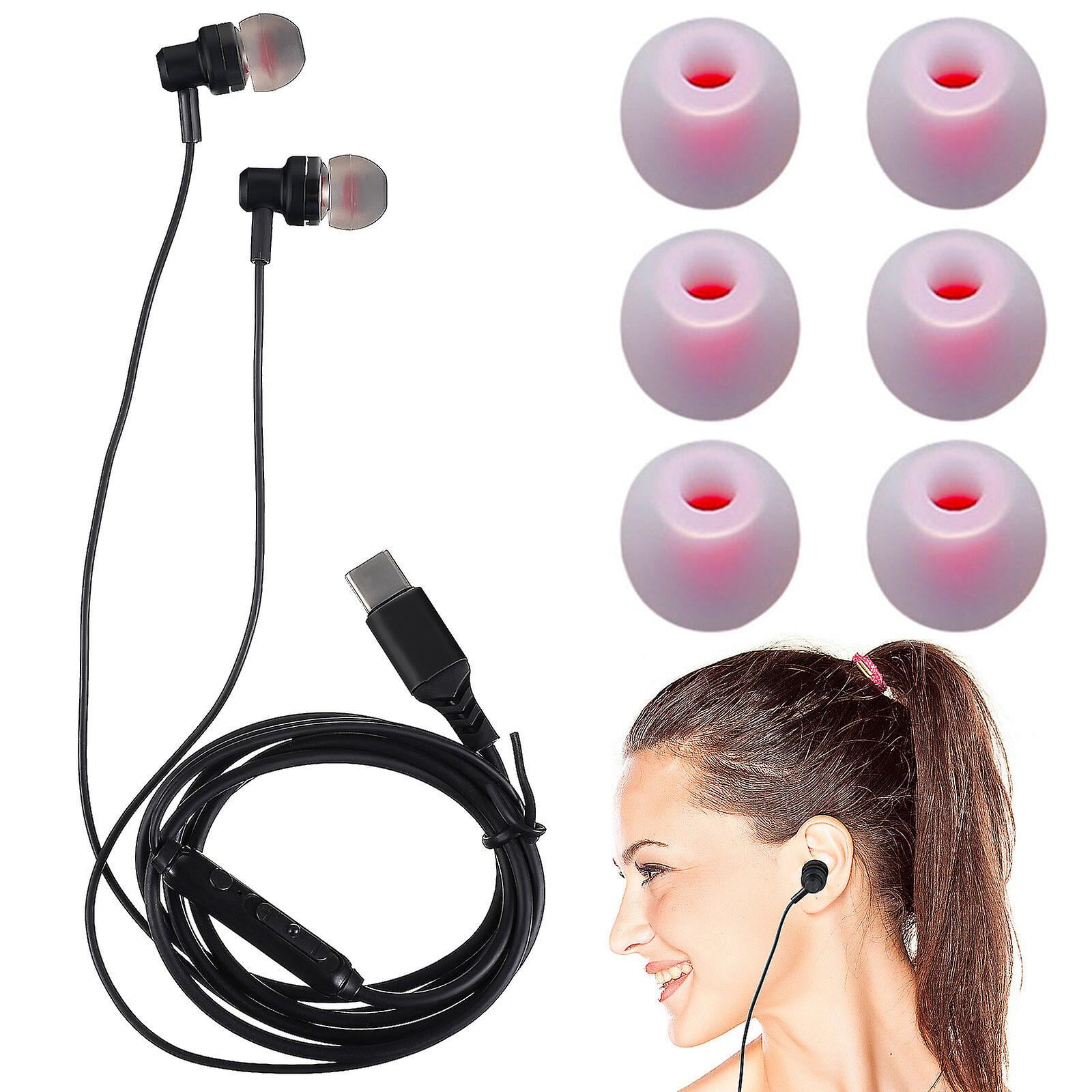 1 Set USB C Headphone Ergonomic Wired Control In ear Noise Canceling Earphone with Earplugs Walmart