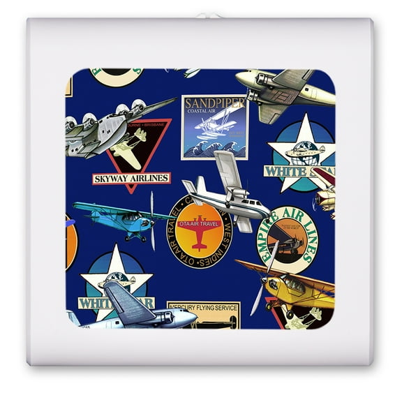 Plug in Dimmable LED Night Light with Dusk to Dawn Auto Sensor, Adjustable Brightness, Warm Light, Auto On/Off Nightlight for Bathroom, Hallway, Nursery, Bedrooms - Airplanes