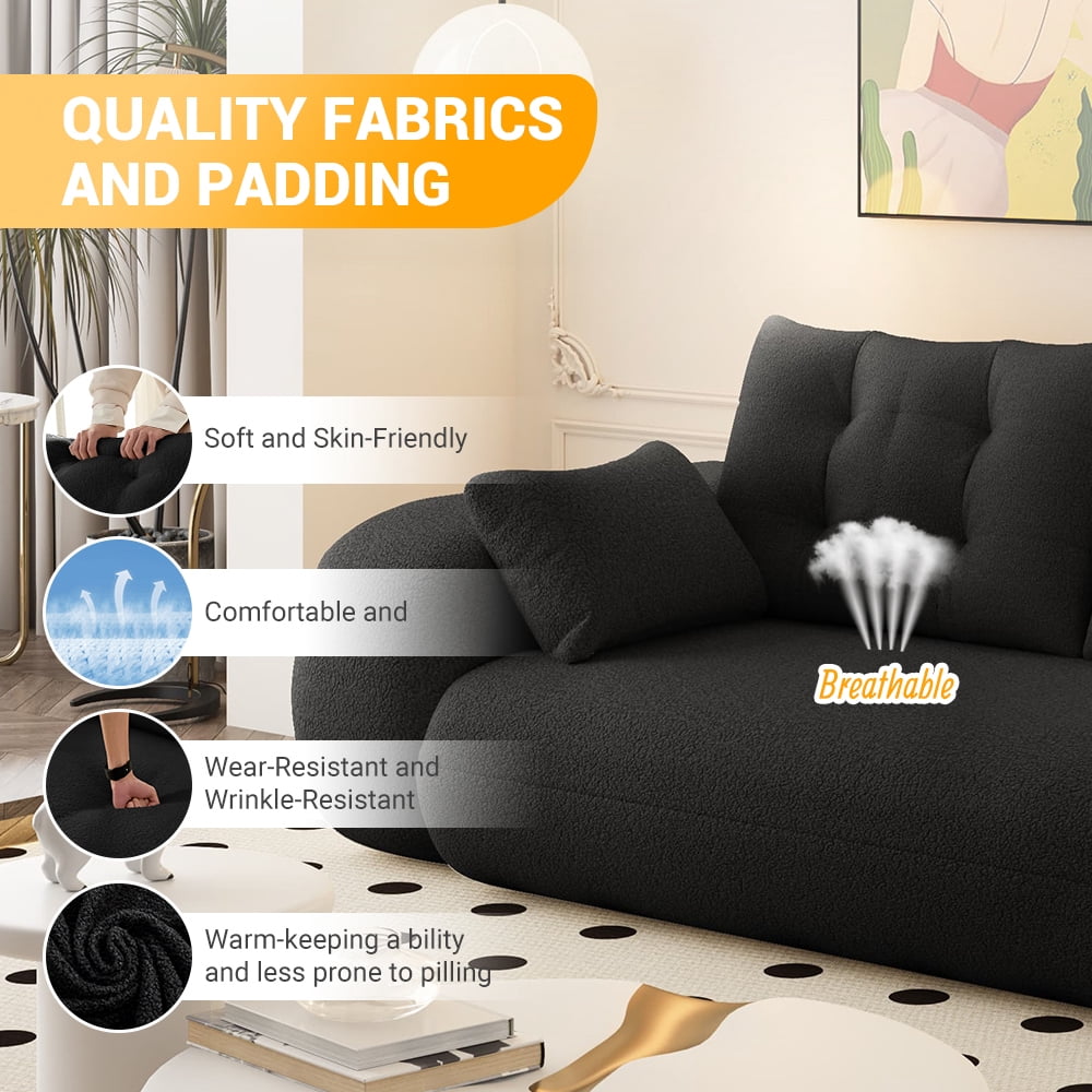 Howcool Foldable Human Dog Bed Lazy Sofa Couch 78.7", 3-in-1 Teddy Fabric Sleeper Sofa for Living Room Playroom