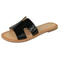 thumbnail image 1 of City Classified Shoes Women Flip Flops Basic Plain Sandals Cut Out Strap Casual Slide Slippers Beach SALVIA-S Crocodile Black 5.5, 1 of 2