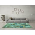 thumbnail image 3 of Ahgly Company Machine Washable Indoor Rectangle Southwestern Turquoise Blue Country Area Rugs, 7' x 9', 3 of 4