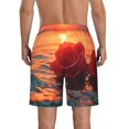 thumbnail image 3 of KLL Romantic Roses Sunset Ocean Men's Casual Summer Beach Shorts Hawaiian Shorts with Pockets-X-Large, 3 of 5