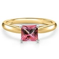 thumbnail image 3 of Gem Stone King 10K Two Tone Gold Pink Topaz Solitaire Engagement Ring for Women | 1.30 Cttw | Princess 6MM | Gemstone November Birthstone | Size 5, 3 of 6