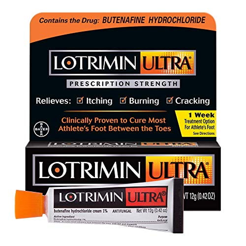 Lotrimin Ultra 1 Week Athlete's Foot Treatment, Prescription Strength Butenafine Hydrochloride 1%, Cures Most Athleteâ€™s Foot Between Toes, Cream, 0.42 Ounce (12 Grams)