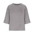 thumbnail image 5 of Gray L WIZUTIZ T Shirts for Women up to 65% Off Retro Breathable Pure Colour Fashion Tshirt Crew Neck Cozy Style Ladies T-shirt Linen Short Sleeve Shirts Sports Fluffy Blouse Plus Size Solid Tee Tops, 5 of 6