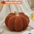 thumbnail image 3 of Halloween Plush Pumpkin Pillow, Soft Stuffed Ornament for Fall & Thanksgiving Decor, 15″, Brown, 3 of 6