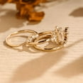 thumbnail image 3 of Emerald Cut Diamond Engagement Ring- Unique Trio Rings Wedding Set in 14K Yellow Gold Vermeil- Flora Promise Ring Bridal Set, 3 of 7